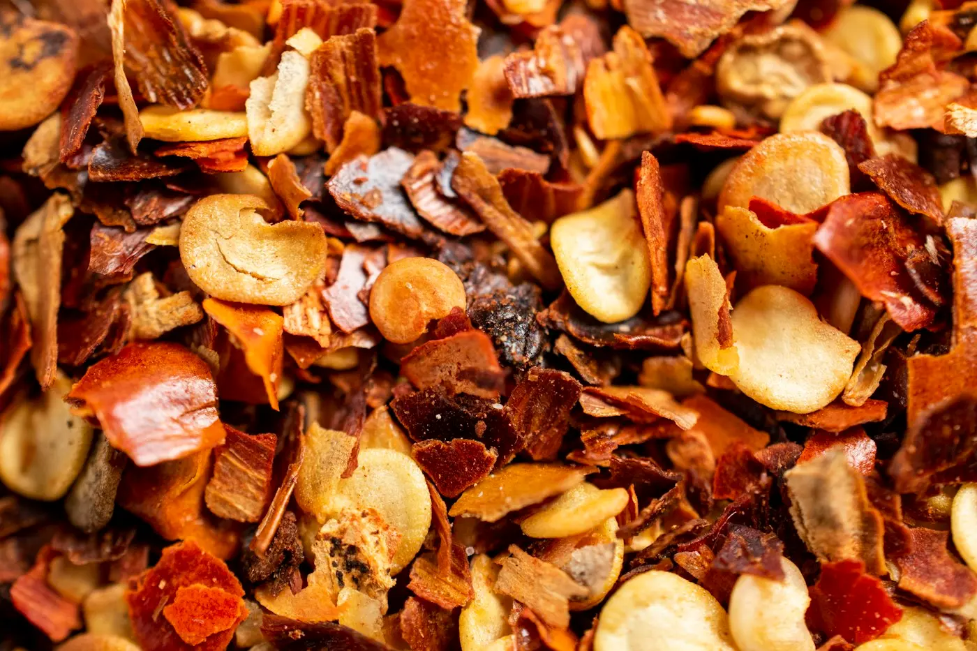 A heap of dried chilli flakes